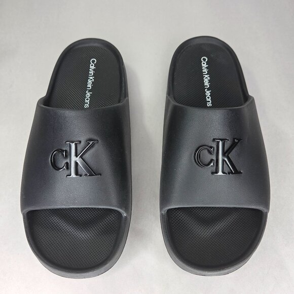 Calvin Klein Women's Nanzey Logo Pool Slide Sandals - Black - Picture 1 of 6